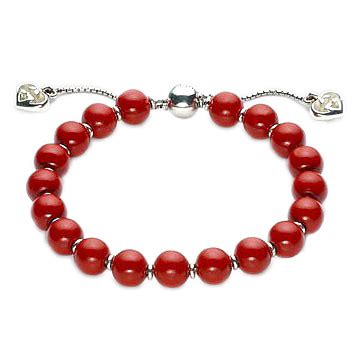 Gucci YBA286673001 Silver and Red Wood Bead Bracelet